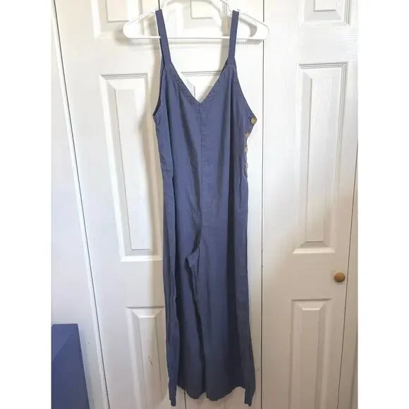 Urban Outfitters Marta Blue Linen Blend Sleeveless Jumper Size Small - Picture 2 of 8
